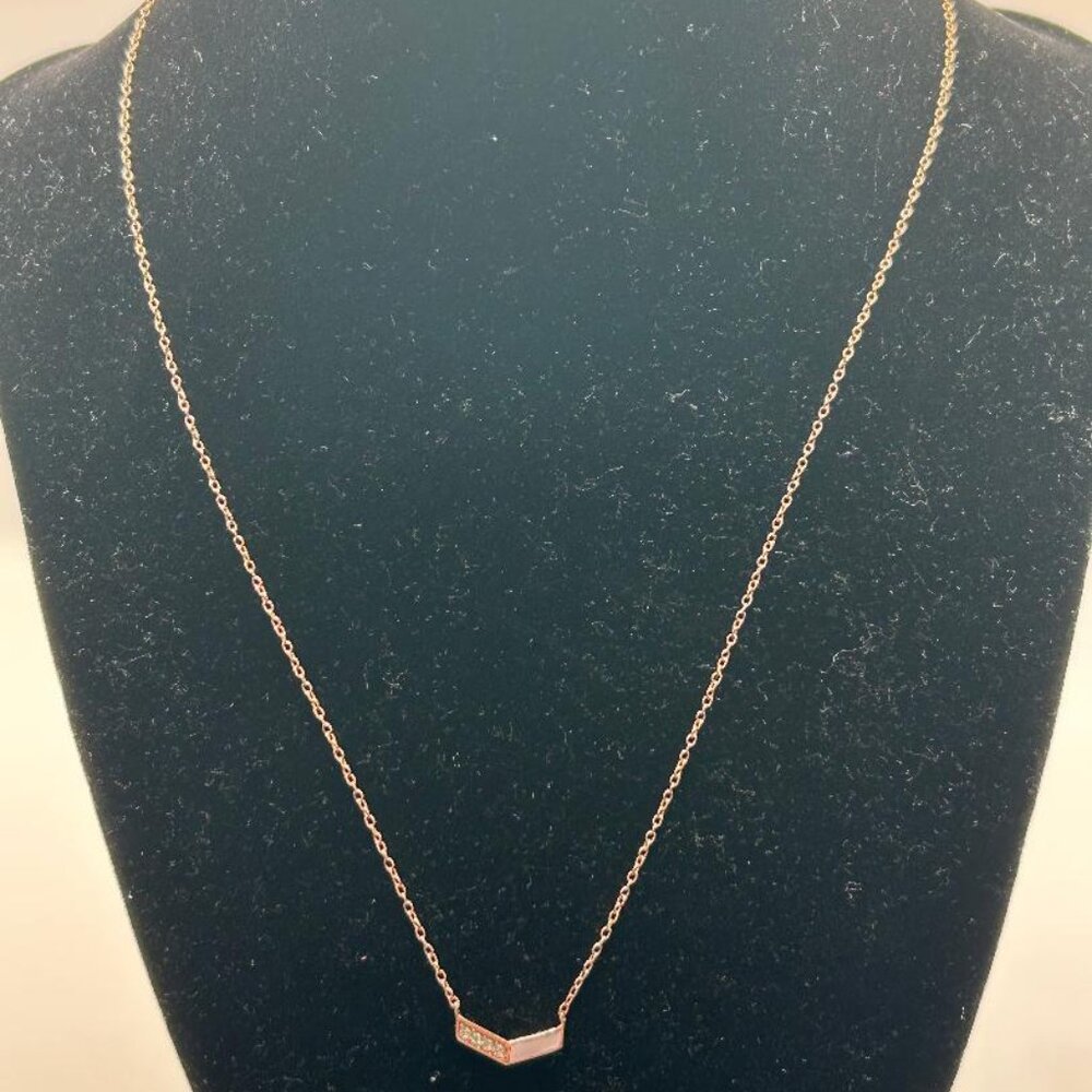 925 Sterling Silver Rose Gold Color Chevron Charm Necklace